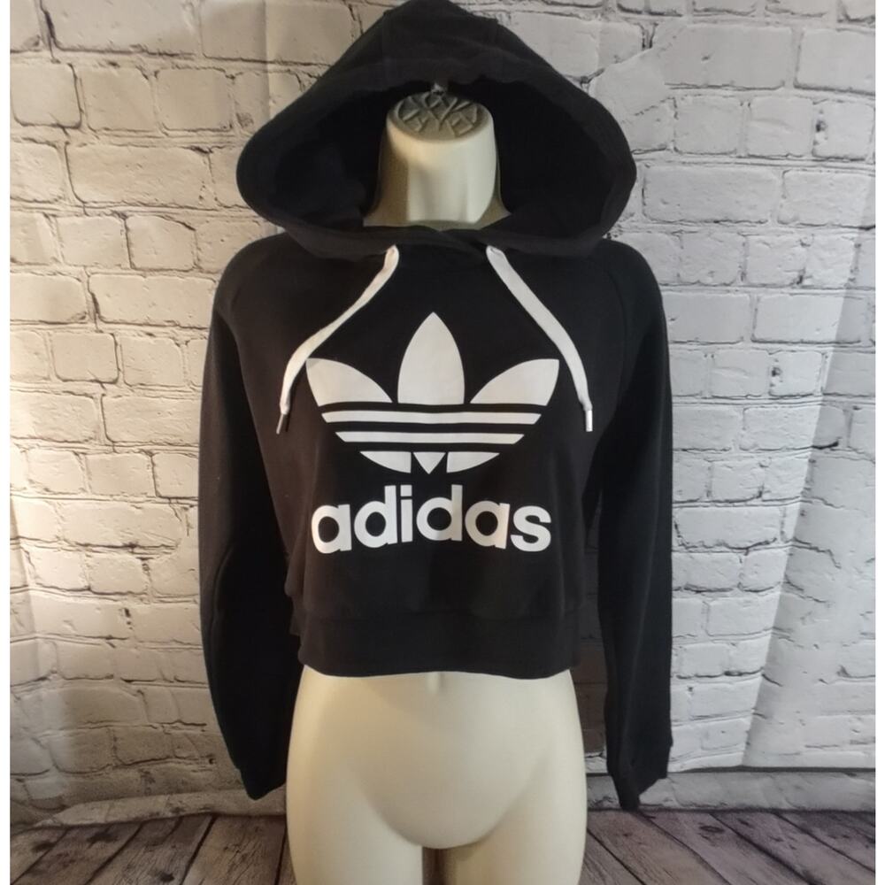 Adidas Originals Trefoil Cropped Hoodie XS Black